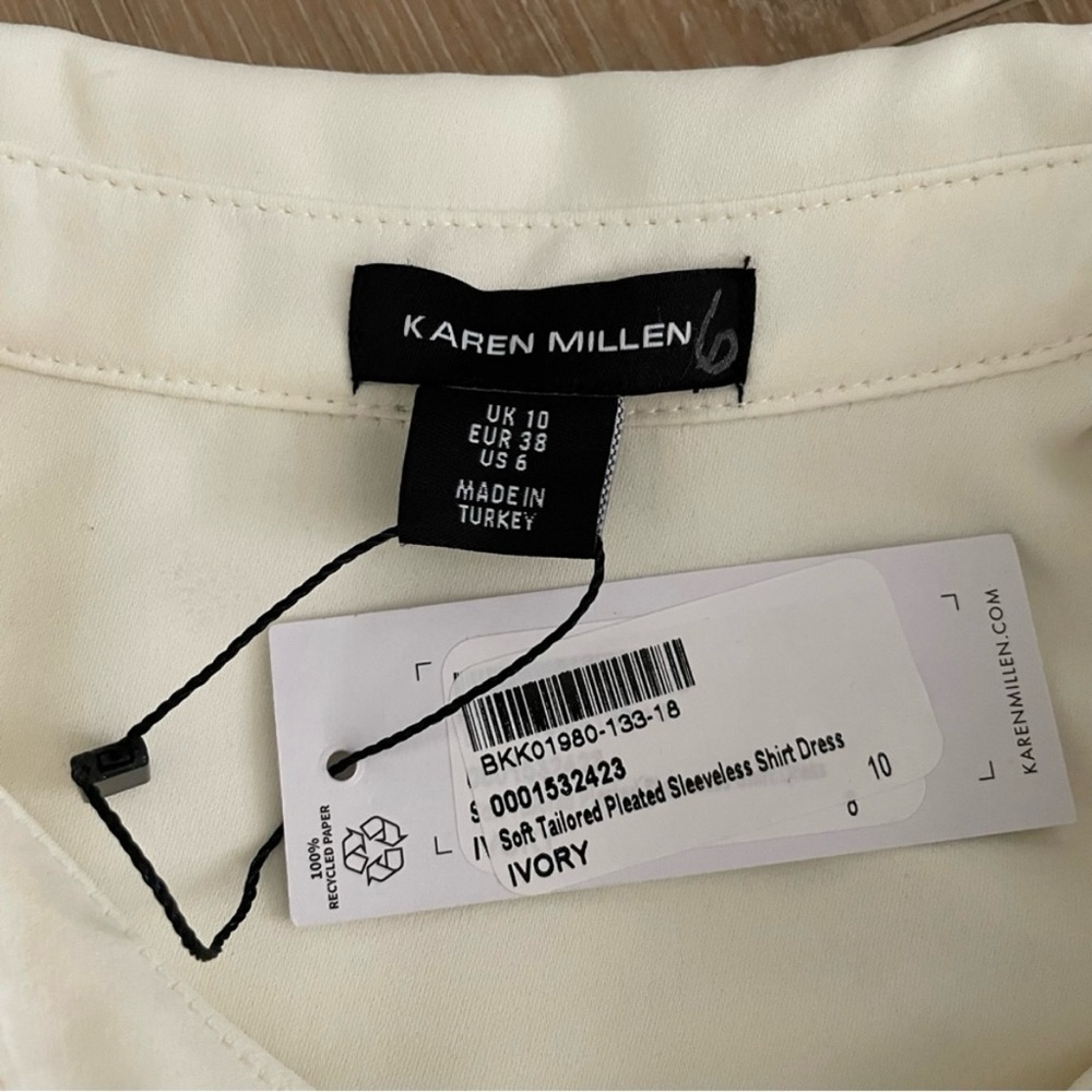 Karen Millen Soft Tailored Pleated Sleeveless Shirt Midi Dress 6 - Picture 2 of 9